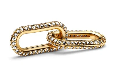 PANDORA Schmuck Doppeltes Verbindungselement Goldfarben Pavé Weiß 769660C01 - Bild 1 von 2