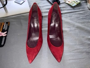RUSSELL & BROMLEY DAMEN HOHER ABSATZ ROT VELOURSLEDER PLATEAUSOHLE SCHUHE GRÖSSE 4 - Bild 1 von 5