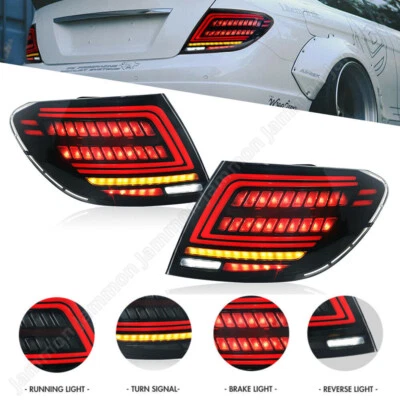 2x Smoke LED Rear Tail Light Brake Lamp For Mercedes Benz C-Class W204 2007-2014 - Image 1 of 4