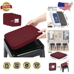 Woven Fabric Magnetic Chair Seat Cushions – Set of 4 for Metal & Wood Stools - Picture 1 of 8