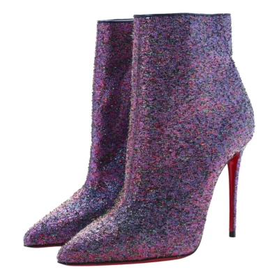 100% 正品全新女式 LOUBOUTIN SO KATE 100 STARLIGHT LUREX BOOTY/BOOT EU 38/US 8 — 第 1/4 张图片