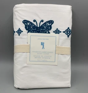Pottery Barn Kids Windsor Embroidered Butterfly Duvet Cover Blue Twin #Q53B - Picture 1 of 7