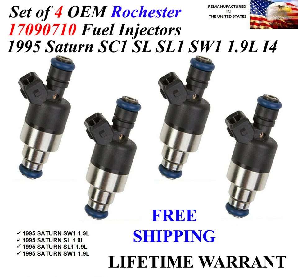 Conjunto de 4 injetores de combustível Rochester OEM para 1995 Saturn SC1 SL SL1 SW1 1.9L I4 - Imagem 1 de 1