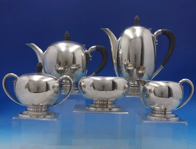 Colonial Fiddle by Tuttle Sterling Silver Tea Set 5 Piece (#6120) Vintage - Image 1 of 4