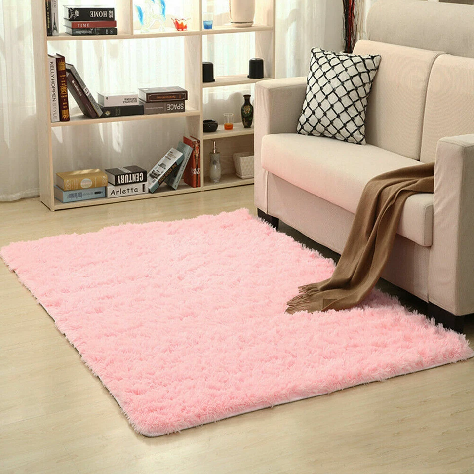 Large Fluffy Anti-Skid Rugs Shaggy Area Rug Dining Room Soft Bedroom Floor Mat - Image 1 of 4