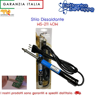 MELCHIONI MKC Aspiratore a Pompa WS-211 Elettrico 220V Succhia Stagno Dissaldatore Aspira