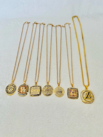 7 Pcs Los Angeles Lakers NBA Championship Pendant Necklace Complete Set, US SHIP Cover
