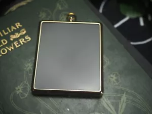 Brass framed Black Scrying Mirror Pendant - Divination - Witchcraft - Dark Moon - Picture 1 of 3