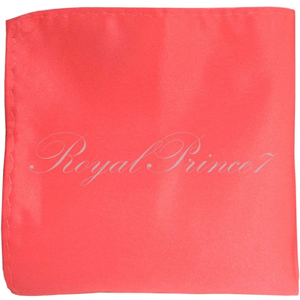 New Men's SOLID Pocket Square Hankie Only Coral 10 x 10 inches  - Image 1 of 1