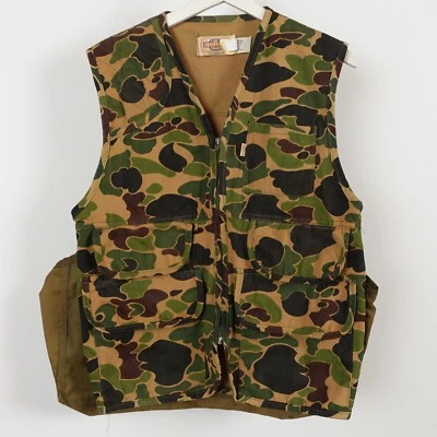 Vintage Saf T Bak 70s Frog Camo Hunting Vest Bird Removable Back Size Medium USA - Image 1 of 4