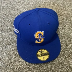 New Era Seattle Mariners 2022 Postseason 59FIFTY Hat Men’s Size 7 1/2 Royal Blue - Picture 1 of 5