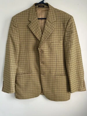 Abrigo Chaqueta Deportiva Manzini Uomo Marrón Hombre 40S Cuadros 100% Lana Foto 1 de 4