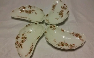 4 Vintage limoge brown,pink,red,beige flower shell nuts plate set  - Picture 1 of 7
