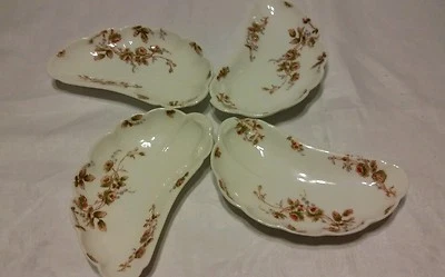 Juego de 4 platos vintage de nueces con cáscara de flores marrón limoge, rosa, rojo, beige  Foto 1 de 4