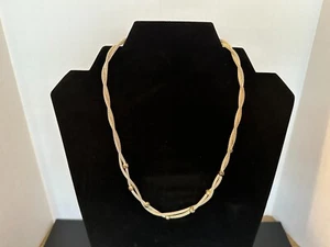 Antike silberfarbene geknotete 17" Kette Halskette mit kleinen Perlen. - Bild 1 von 4