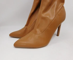 Open Edit Women's Over Knee EdKami Over Knee Boots Tan Stiletto Heels Zip Up 8 M - Picture 1 of 11