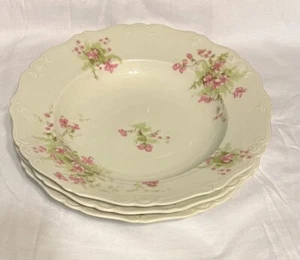 3 Bassett Limoges Austria Sweet Pink Flowers 8.5" bowls - Picture 1 of 4