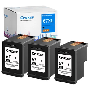 Paquete de 3 cartuchos de tinta 67XL negros para HP 67 67XL DeskJet Plus 4140 4152 4155 4158 - Imagen 1 de 8