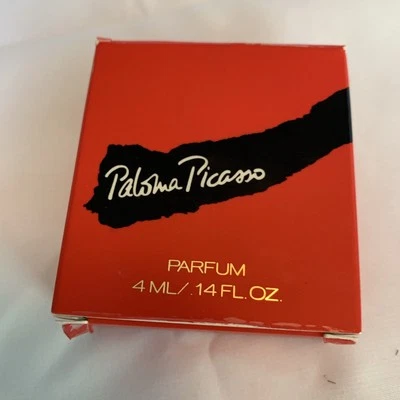 Paloma Picasso pure perfume (Parfum) .  0.14 fl oz (4ml) White Mini Bottle. Full - Image 1 of 4