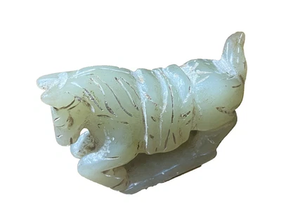 RARE PALE CALEDON JADE FIGURE OF A RISING HORSE. SIX DYNASTIES ERA,220-589 AD. - Image 1 of 4