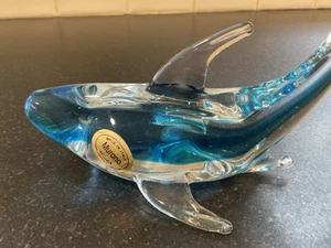 FIGURINA DELFINO IN VETRO ARTISTICO DI MURANO VETRI BLU E TRASPARENTI MADE IN ITALY - Foto 1 di 10
