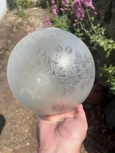 Vintage Öllampenschirm Glas geätzt Kugel klar - Bild 1 von 6