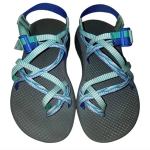 Chaco Z Cloud X2 Sandals Women Size 7 Comfort Sport Outdoors Hiking Striped Blue - Picture 1 of 13