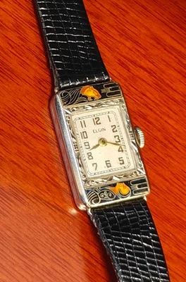 Circa 1929 14K ELGIN "The Lady & the Tiger" Ladies enameled watch, ExtremelyRARE - image 1 of 4