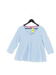 Joules Women's Top UK 14 Blue Striped 100% Cotton Long Sleeve V-Neck Basic - Picture 1 of 6