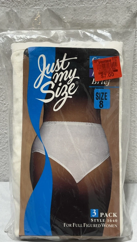 VTG 1995 Just My Size Cotton Panties High-Cut Brief Size 8 White 3 Pk Style 1640 - Image 1 of 4