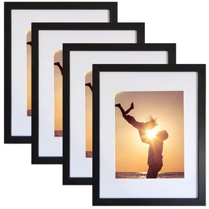 Schwarz 11x14 Bilderrahmen Packungen 4, Display Bilder 8x10 mit Passepartout oder 11x14 W... - Bild 1 von 9