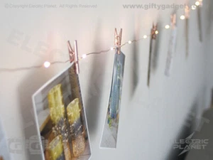 Kupferklammer LED Foto-Clip Lichterkette, 2,75m warmweiß Innen batteriebetrieben - Bild 1 von 2