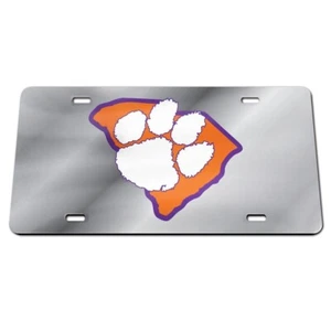 Clemson Tigers Paw w/State Outline License Plate - Picture 1 of 1
