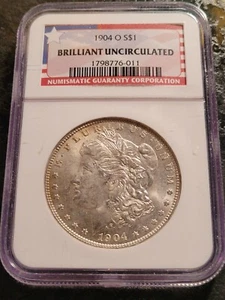 1904 O Morgan Silver Dollar $1 Graded Brilliant Uncirculated BU by NGC - Picture 1 of 4