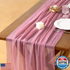 Socomi Cheesecloth Table Runner Mauve Spring Easter Gauze 120 Inch Rustic Boh - Picture 1 of 5
