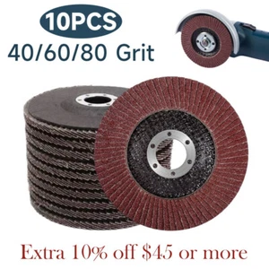 10PCS Flap Disc 4.5" 4-1/2 40 60 80 Grit Angle Grinder Sanding Grinding Wheels - Picture 1 of 32
