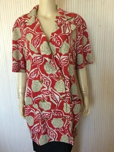 DEVERNOIS Chemisier T42 Fr Rouge et beige à motif floral VFH068 - Imagen 1 de 10