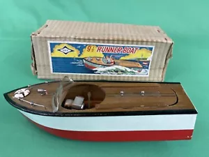Vintage 1950's Wooden NKK Runner Boat Speed Boat Toy Made in Japan W/ Box WORKS! - Picture 1 of 17