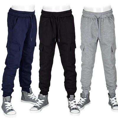 SQUARED & CUBED Jogginghose Hose Kinder Cargohose Sporthose Freizeithose warm Jungen #T278 Neu