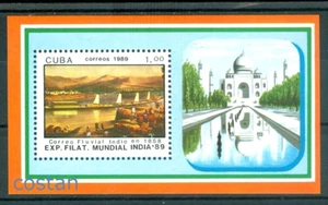 Barco postal 1989 en el río Ganges, mausoleo del Taj Mahal/India, Caribe, B.113, MNH - Imagen 1 de 1