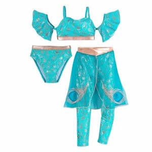 New Disney Store Jasmine Swimsuit Deluxe 3 pc Aladdin 3,4 - Picture 1 of 4