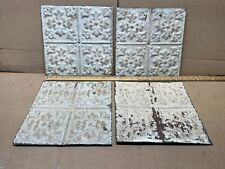 4 pc Lot 11.5" x 11.5" Antique Ceiling Tin Metal Reclaimed Salvage Art Craft