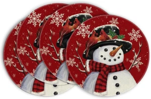 Red Snowman Let It Snow Winter Placemats Set of 4, 15 Inch Seasonal Christmas Xm - Picture 1 of 12
