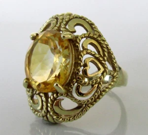 9ct Gold Ring - Ex GTV 9ct Yellow Gold Faceted Oval Citrine Dress Ring Size N - Picture 1 of 17