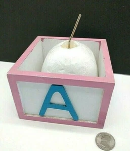 Music Box Base Baby Nursery Decor Pink Cube Plays Send in the Clowns W/Movement  - Picture 1 of 8