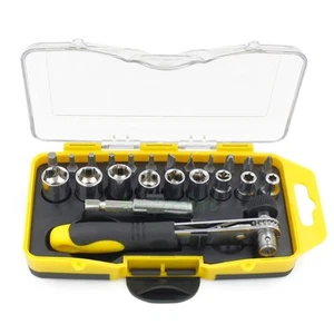 23 in 1 Ratchet device Socket H3 H5 PH Torx SL Screwdriver Bits Repair Tool Set - Picture 1 of 1