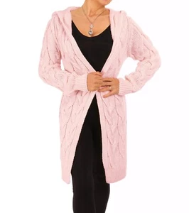 Neu Langarm-Cardigan mit Zopfmuster und Kapuze - Bild 1 von 10