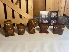 Lot of 5 Vintage Red Clay Pottery Novelty Shot Glasses ~ Japan