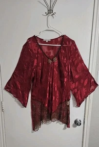 De Colección Spencer Alexis Mezcla de Seda Top Mujer 1X Rojo Hada Capricho Mangas Campana Y2K - Imagen 1 de 22