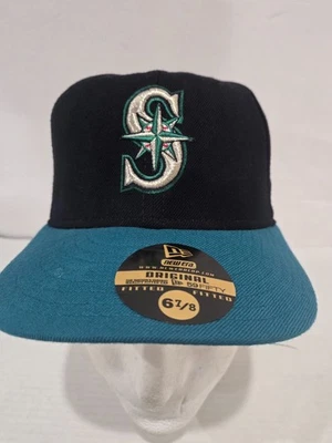 Шляпа шерстяная Seattle Mariners New Era 59Fifty профессиональная модель облегающая 6 7/8 MLB винтажная новая с ценниками - Изображение 1 из 4